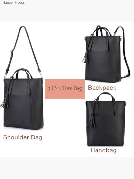 Convertible Tote Backpack Vegan Leather Laptop Bag main image 6